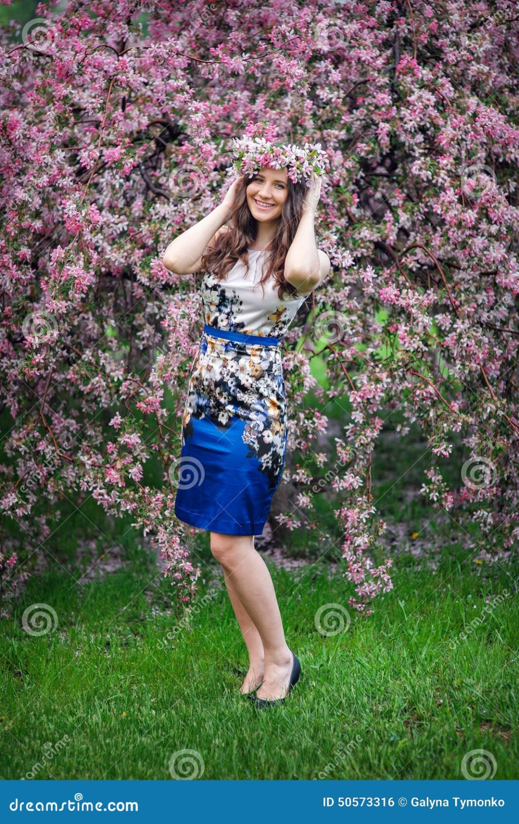Picture of: Beautiful Girl in the Lush Garden Laughing Stock Photo – Image of