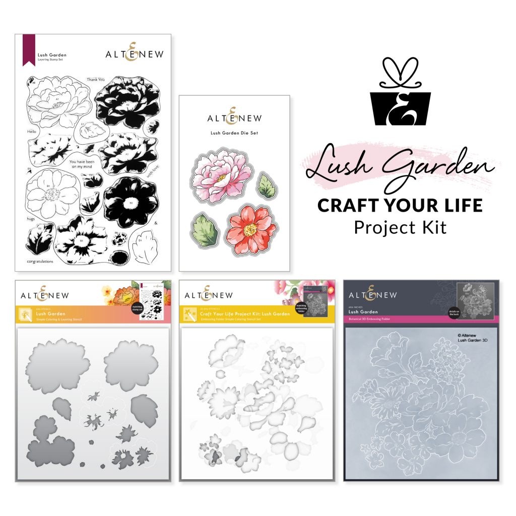 Picture of: Matching stencil and embossing folder  Altenew Lush Garden kit